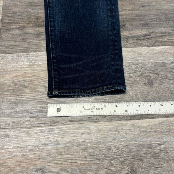 American‎ Eagle Dark Wash Faded Blue Mens 36x33 Original Tapered Denim Jeans EUC - Picture 12 of 13